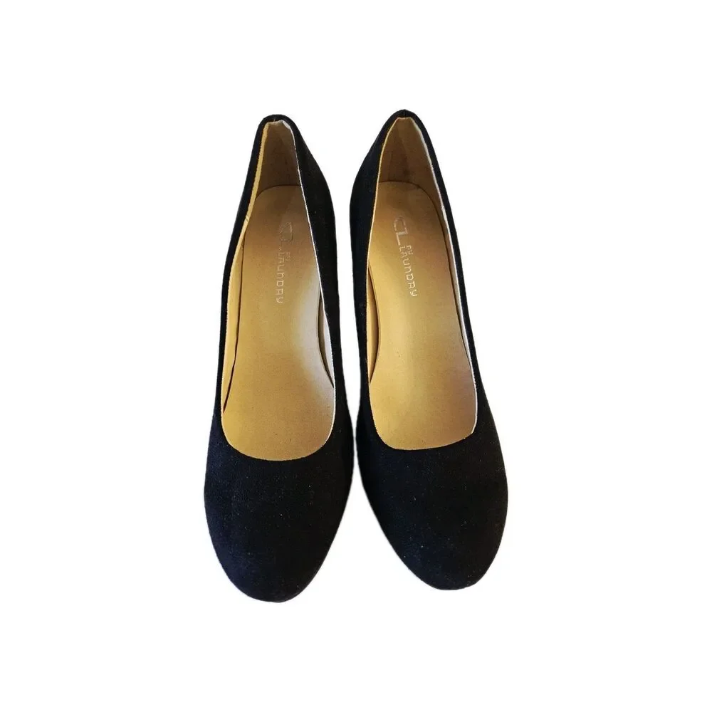 CL By Laundry Black Faux Suede Pump Heels - Size 9 - Picture 7 of 7